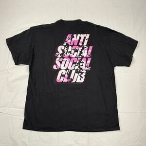 Anti Social Social Club Mens 2XL Black Pink Camo Logo Graphic T-Shirt ASSC